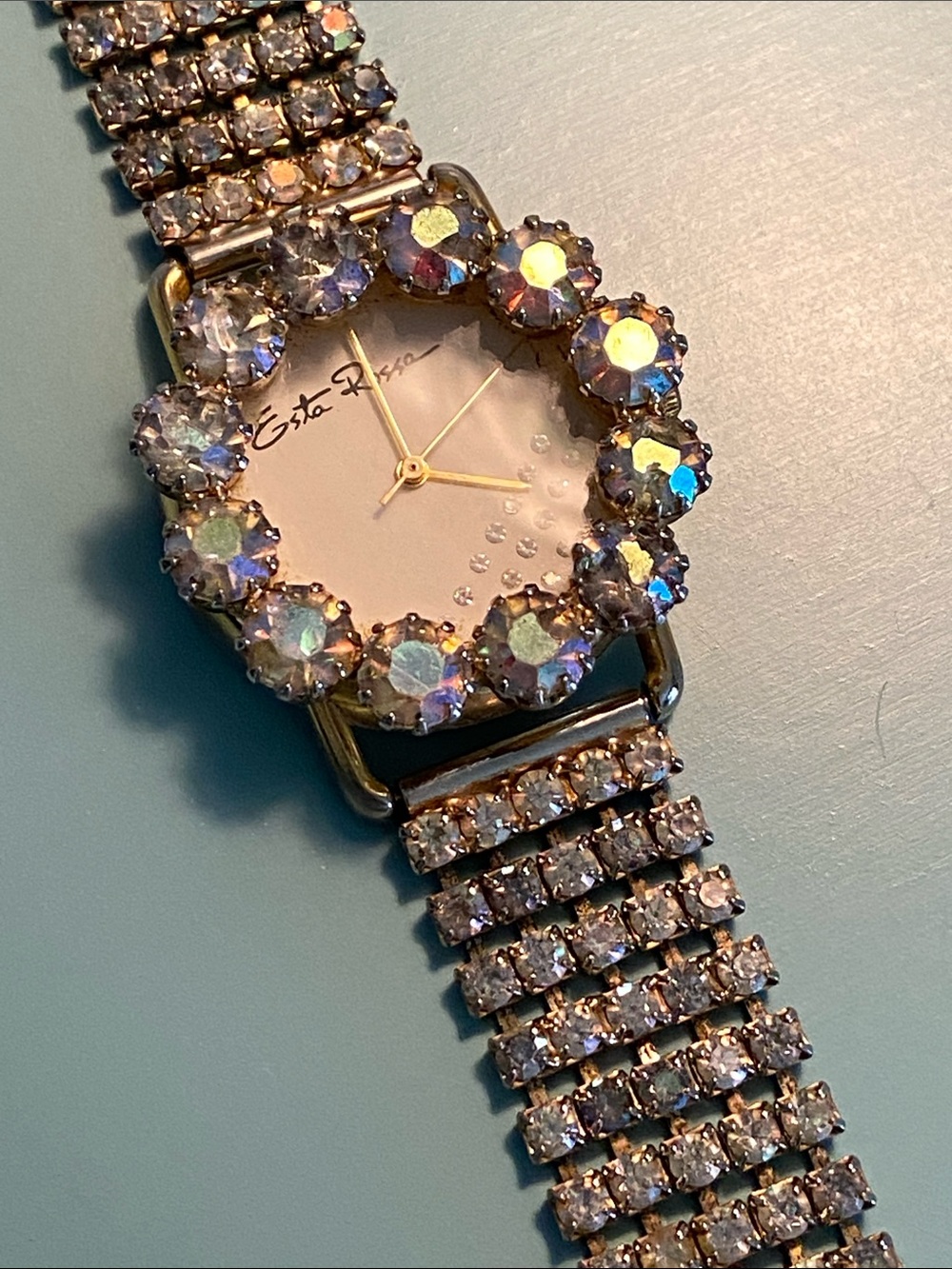 Rare ESTA ROSSA  Iridescent Crystal Bracelet Watch